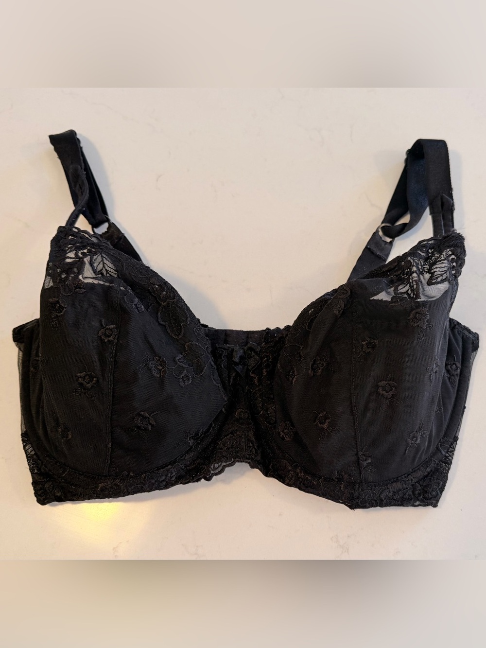 Bali Black Floral Lace Underwire Push Up Bra - Style 3460
